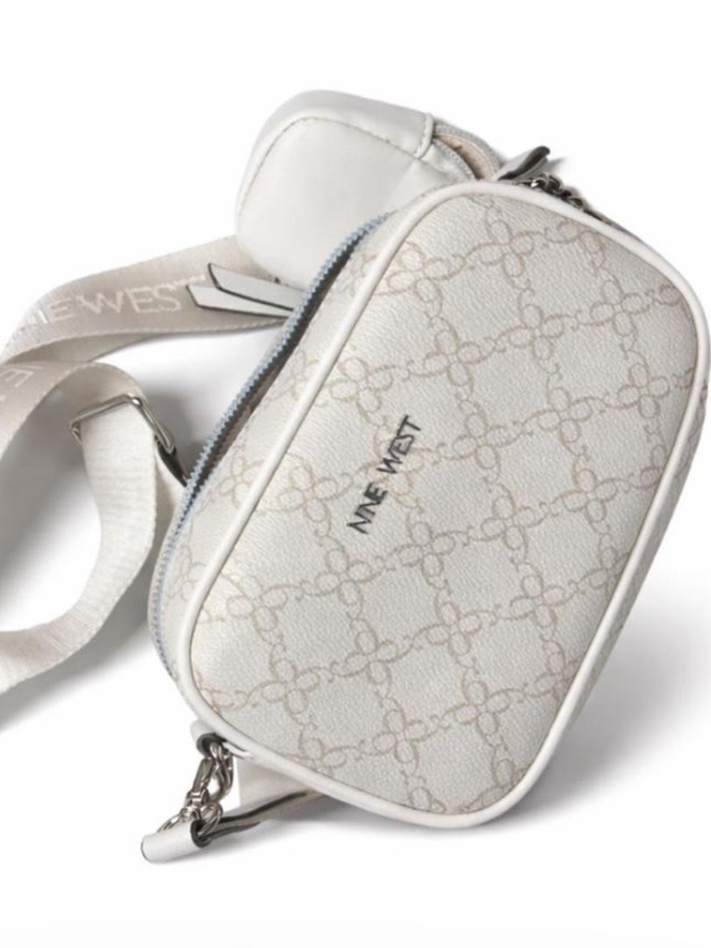 Nine West Cream Monogram Crossbody Camera Bag